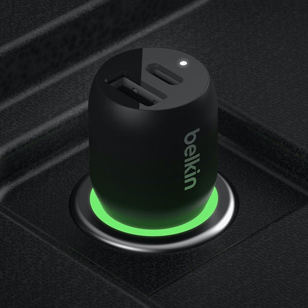 Cargador de auto 37W 1xUSB-A 1xUSB-C BoostCharge con cable Lightning Belkin