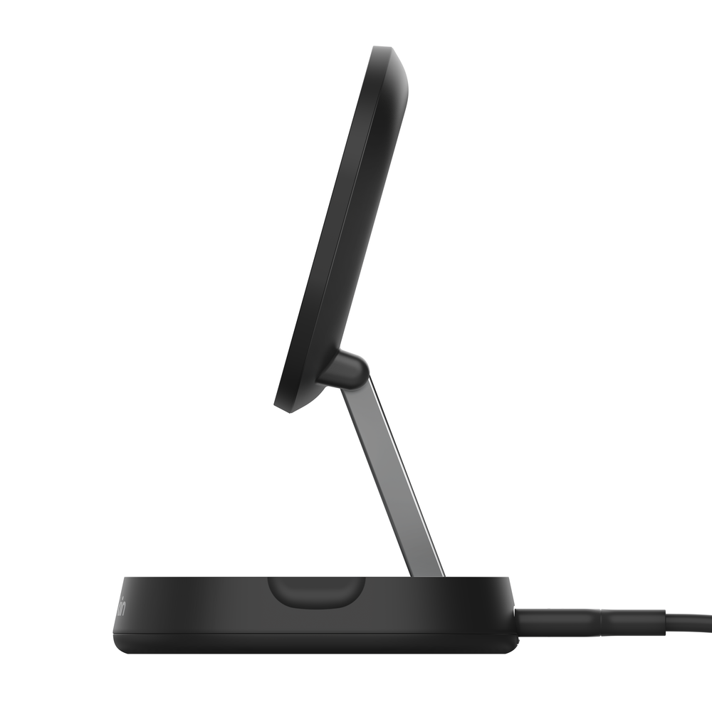 Base de carga 2 en 1 inalámbrica plegable Qi2 15 W Belkin negra