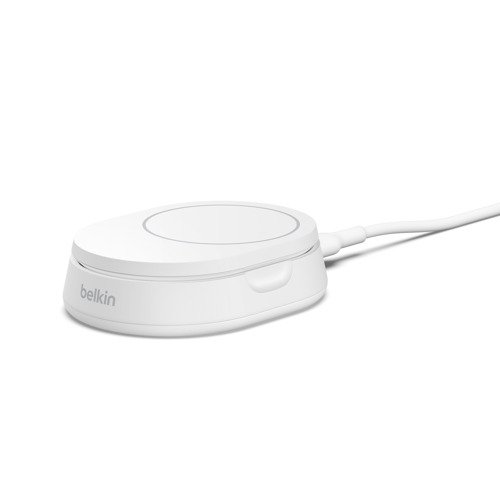 Base de carga 2 en 1 inalámbrica plegable Qi2 15 W Belkin blanca