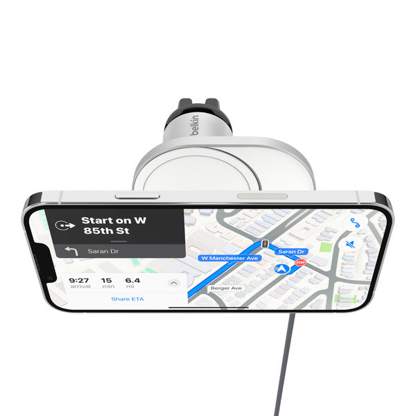 Cargador de auto inalámbrico Qi2 Boostcharge Pro Belkin gris