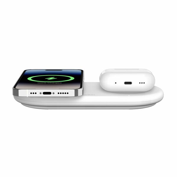 Base de carga 2 en 1 inalambrica plana Qi2 con USB-C Belkin