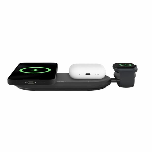 Base de carga 3 en 1 inalambrica plana Qi2 Belkin