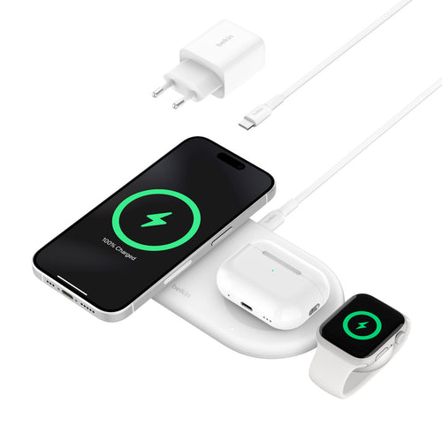 Base de carga 3 en 1 inalambrica plana Qi2 Belkin