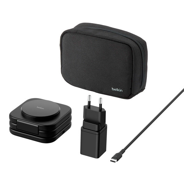 Base de carga 3 en 1 inalambrica plegable de viaje Qi2 Belkin negra
