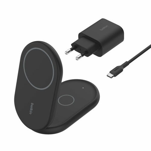Base de carga 2 en 1 inalambrica plegable Qi2 Belkin negra