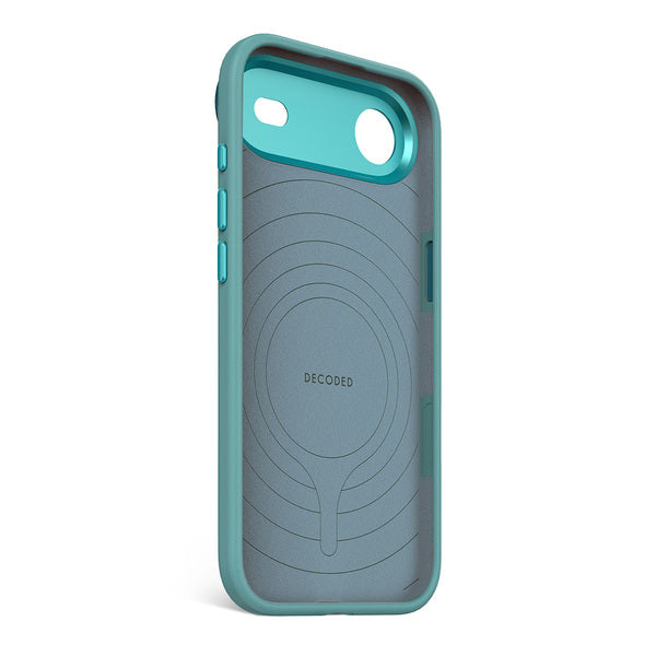Funda silicona antimicrobiana iPhone 17 Air Decoded azul retro