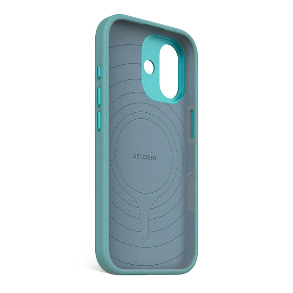Funda silicona antimicrobiana iPhone 17 Decoded azul retro