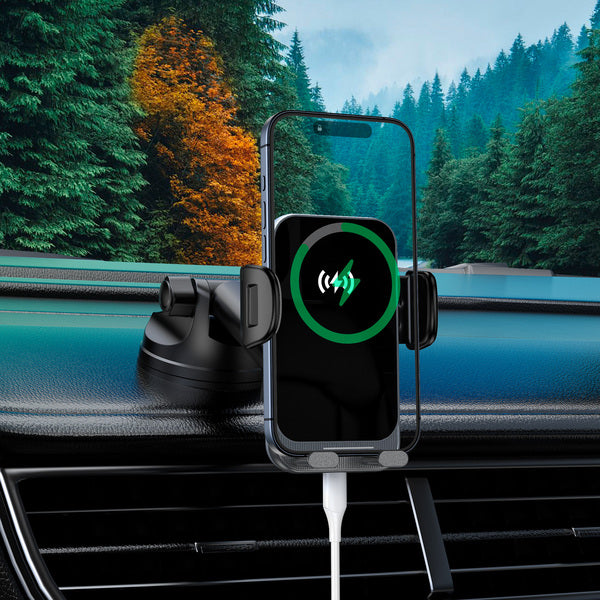 Cargador de auto inalámbrico automático 15W Dusted negro