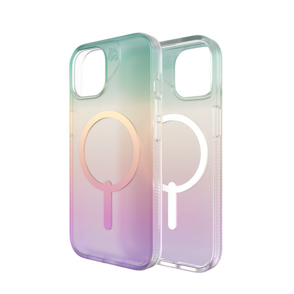 Funda dura Milan Snap MagSafe para iPhone 15 Zagg transparente iridiscente