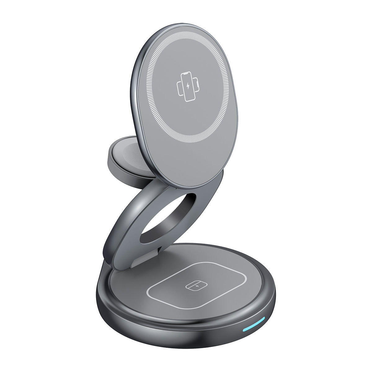 Base de carga 3 en 1 inalámbrica plegable de viaje Gmode gris