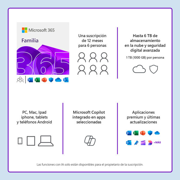 Microsoft 365 Family ESD Impresión (Suscripción por 1 año)