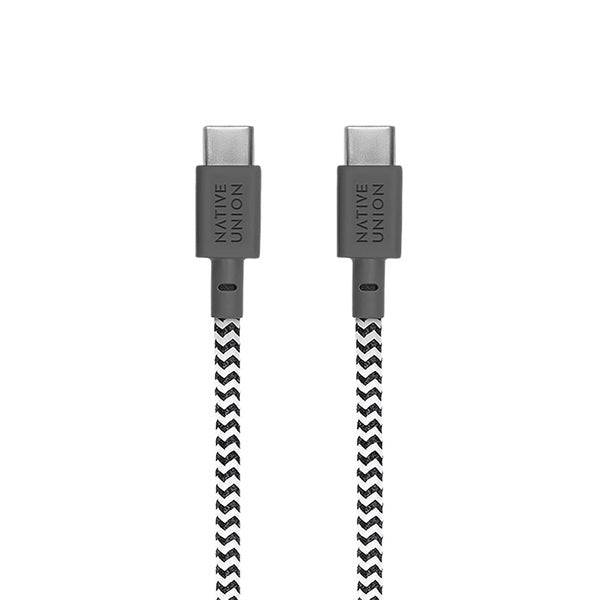 Bundle cargador GAN 30W blanco + Cable USB-C 1.2 Mt Native Union zebra