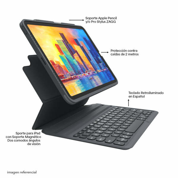 Funda con teclado en español Pro Keys para iPad Air 11" negro