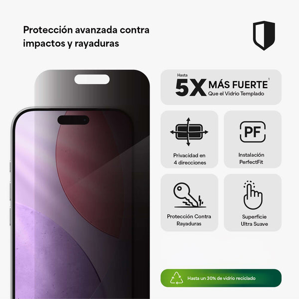 Lámina vidrio InvisibleShield XTR Privacidad iPhone 17 Pro Zagg