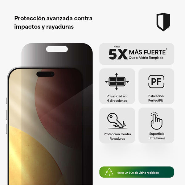 Lámina vidrio InvisibleShield XTR Privacidad iPhone 17 Pro Max Zagg