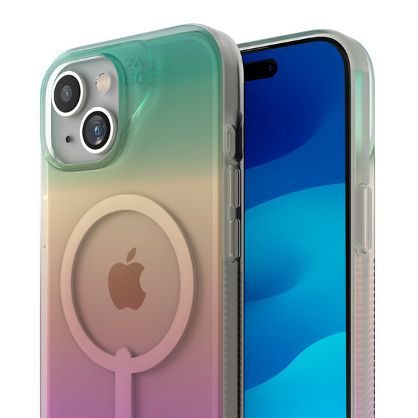 EOL> Funda dura Milan Snap MagSafe para iPhone 15 Plus Zagg transparente iridiscente