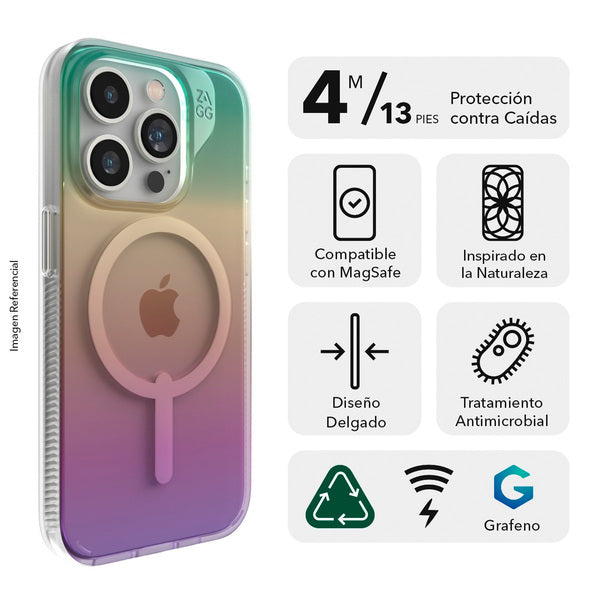 Funda dura Milan Snap MagSafe para iPhone 15 Pro Zagg azul glaciar