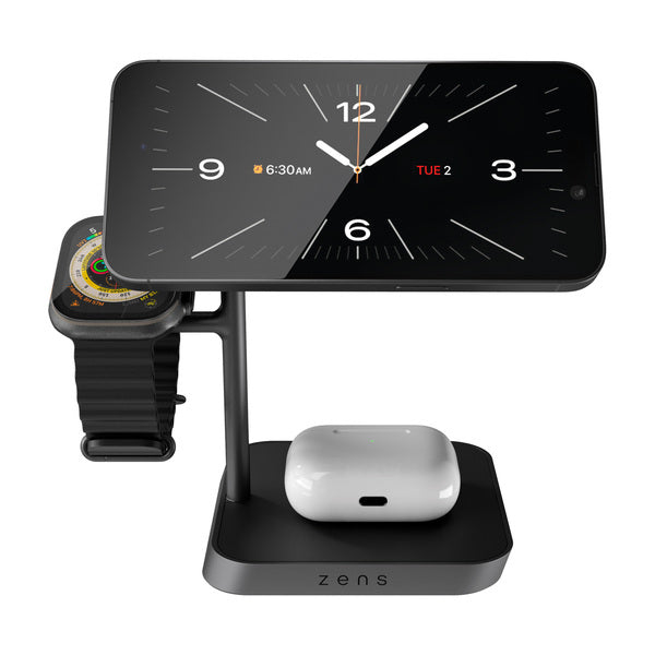 Base de carga 3 en 1 inalambrica Qi2 Office Charger Pro Zens negra