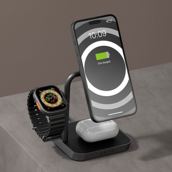 Base de carga 3 en 1 inalambrica Qi2 Office Charger Pro Zens negra