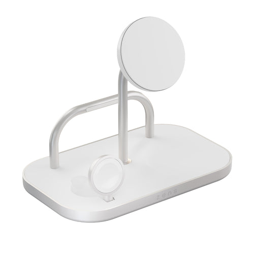 Base de carga 4 en 1 inalámbrica con soporte para iPad Zens blanca