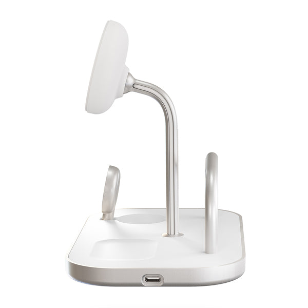 Base de carga 4 en 1 inalámbrica con soporte para iPad Zens blanca